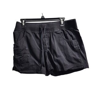 Faded Glory Black Soot Cargo‎ Shorts Elastic Waist Casual Comfy Size 10